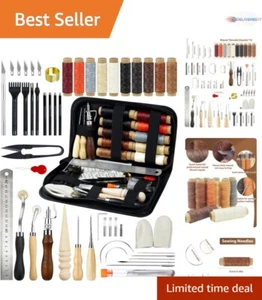 Durable Leather Craft Kit for Beginners: 30m Threads & Heavy-Duty Sewing Tools - Picture 1 of 8