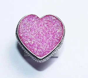 Titanium Druzy Gemstone Handmade Fashion Jewelry Ring 70 Carat Size 7"  D373 - Picture 1 of 5