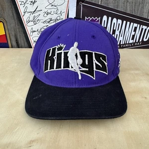 Adidas NBA Sacramento Kings Sz L/XL Hat Spellout Logo Purple Black Signed - Picture 1 of 8