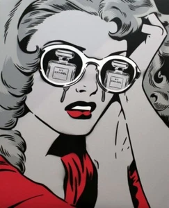 Toile imprimée Pop Art "La fille au parfum" 50x70 - Picture 1 of 1