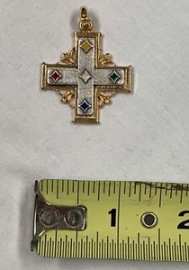 Beautiful BYZANTINE CROSS Two Tone with Enamel Accents ITALY NEW - Picture 1 of 4