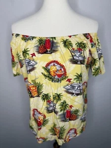 Hilo Hattie Blouse Top Women’s M Off Shoulder Cocktail Top Hawaiian Made in USA - Picture 1 of 8