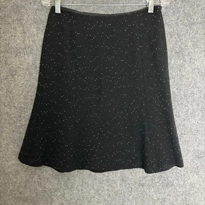 Falda para mujer Ann Taylor 4 negra moteada tweed línea A mezcla de lana forrada carrera Foto 1 de 4
