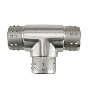 3 Way T Shape Flush Elbow Railing Connector for 2" OD 16 Gauge Pipe Tubing - Picture 1 of 20