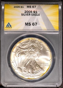 2005 $1 Silver American Eagle MS 67 ANACS # 7726109 + Bonus - Picture 1 of 2