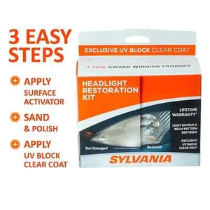 SYLVANIA Headlight Restoration Kit 3 Easy Step to Restore Sun Damaged Headlights - Picture 1 of 7