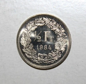 S6 - Switzerland 1/2 Franc 1984 Brilliant Uncirculated Coin - Perfect Coin - Picture 1 of 2