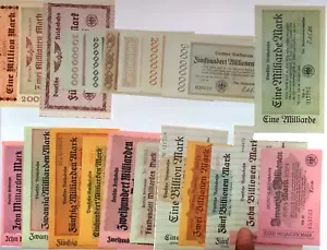 UNC 1923 Deutschland REICHSBAHN Komplettset 20 Billionen bis 1 Million Mark Banknoten - Bild 1 von 9