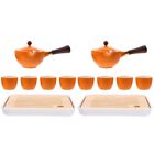 2 Sets Rotatorischer Teekessel Keramik Tee Making Topf Chinesische Seitengriffe
