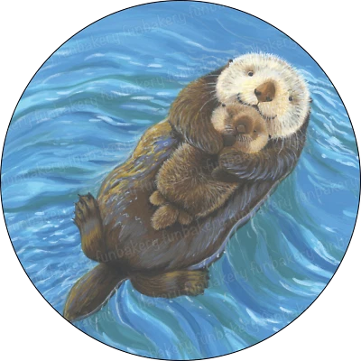 Otter Tortenbild Muffin Party Deko Geburtstag Aufleger Mama Papa Baby neu essbar - Bild 1 von 4