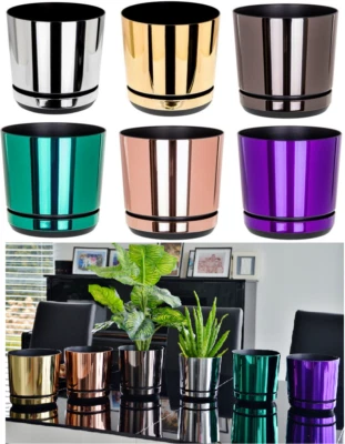 SPARKLE PLANTS Modern Plastic Flower Plant Pot Stand Small Large Indoor Planter With Saucer