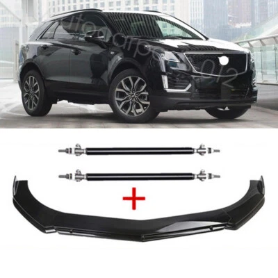 For Cadillac XT4 XT5 XT6 Front Bumper Lip Spoiler + Strut Rods Gloss Black Foto 1 de 4