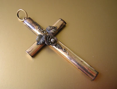 Style Ancien Croix Pendentif Plaqué or Blattverzierung & Kunstperle 3,6 G/ - Photo 1/4