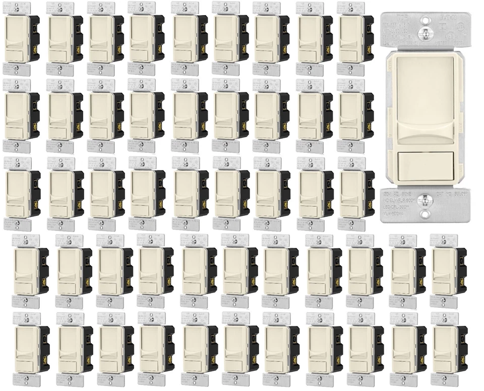 3X Eaton Single-Pole 3-Way Light Almond LED Slide Dimmer #SUL06P
