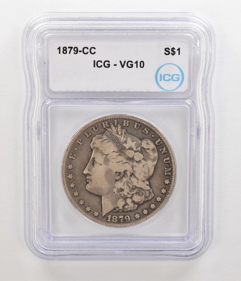 1879-CC Morgan Silver Dollar VG10 ICG Nice Tone *5493 - Image 1 of 3