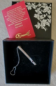 Granat Turnov Czech Authentic Bohemian Garnet Silver Rhodium Plated Tie Clip NIB - Picture 1 of 12