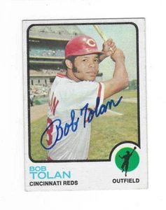 Autographed Signed 1973 Topps Bobby Tolan Cincinnati Reds Card #335- w/COA - Picture 1 of 1