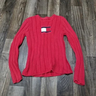 Tommy Hilfiger Red Cotton Cable Crew Neck Pullover Sweater Size XS - Image 1 of 4