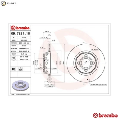 2x BRAKE DISC 09.7821.10 FOR ZHONGHUA AUDI 4G18/BL16LBL18T/BL18LBL20L 4cyl 2.0L - Image 1 of 4