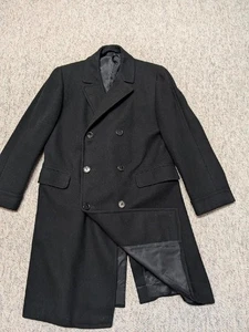 Vintage 50er Jahre Union Made USA Wolle TWEED Zweireiher 40 schwarz ÜBERMANTEL - Bild 1 von 8