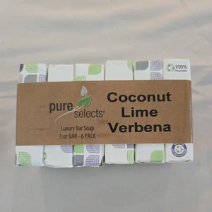 Pure Selects Coconut Lime Verbena Oatmeal Luxury Bar Soap 6 Bars 3oz. each - Picture 1 of 3
