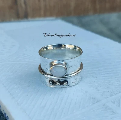 Anillo Piedra Lunar Plata de Ley 925 Hecho a Mano Ropa de Fiesta Anillo Boho Todas las Tallas R326 Foto 1 de 4