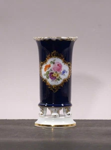 Jarrón lg1/7 Meissen 1924/34 con esmalte de cobalto y decoración floral - Imagen 1 de 8
