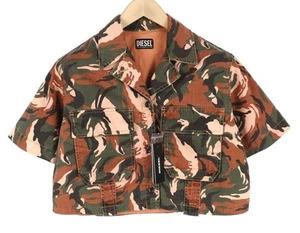 DIESEL C-Adara-Cmf Women Jacket S Short Sleeve Cropped Camouflage RRP€175 - Picture 1 of 12