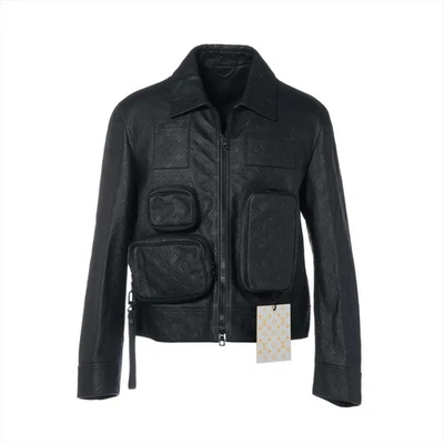 Louis Vuitton 23SS Chaqueta de Cuero 48 Para Hombre Negro HIL46EQXS Monograma Emb Foto 1 de 4