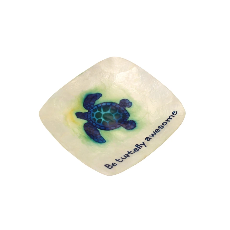 Beachcombers Be Turtelly Impresionante Tortuga Marina Capiz Shell Plato de Baratija 5,25 Pulgadas Foto 1 de 1