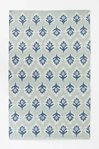 Handgetuftet Blau Blumenmuster Teppich Geometrisch Modern Design Vorleger Für Dekor - Bild 1 von 3