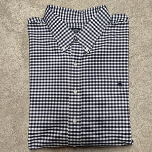 Brooks Brothers Blue Check Button Up Shirt Mens 3XL Original Polo Non Iron Thick - Picture 1 of 12