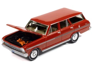 1963 Chevrolet II Nova 400 Wagon Diecast Model Car 1/64 Riverside Red Auto World - Picture 1 of 3