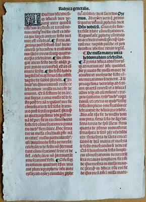 Original Post Inkunabel Blatt Missale Rouen Rubrica generalis - 1513 - Image 1 of 3