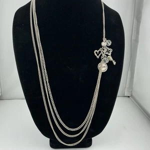 Vintage SilberT Halskette mehrere Kette Charms Boho Chic stilvoll trendy hübsch 28 Zoll - Bild 1 von 5