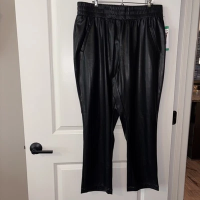 DKNY jeans ladies size extra large full leather black elastic waist pants New  - Image 1 of 4