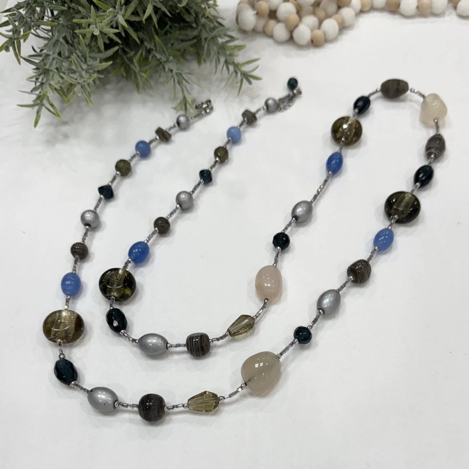 Conjunto de collar pulsera y pendientes Premier Designs junto al lago cuarzo genuino azul Foto 1 de 4