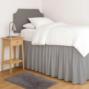 Twin XL Dorm Bed Skirt 36 Inch Drop Extra Long 3 Panel White 100% Microfiber - Picture 1 of 19