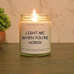 Light Me When You're Horny Candle | Humorous Gift | Boyfriend Gift | Gift For - Picture 1 of 5