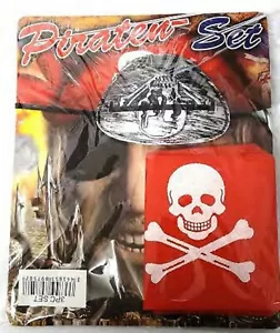 Kinder 3tlg Piraten Set Augenklappe Haken Ohrringe Kopftuch Kostüm Set - Bild 1 von 1