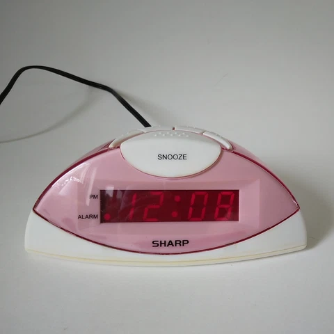 Sharp SPC019 Alarm Clock-Pink-Mini-Corded-Red LED-Tested Works Cover