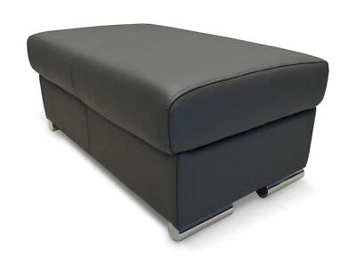 Graues Echt Leder Hocker mit Stauraum Sitzhocker Fußhocker Sitzwürfel 90x55 cm - Bild 1 von 4