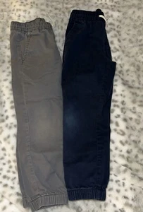 Two Pairs Boys Cat and Jack Joggers, Reinforced Knee, Sz. 5, Navy Blue & Gray - Picture 1 of 5