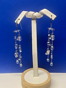 Mark AVON CRYSTAL BEAD EARRINGS Simulated Beads Clear NEW - Picture 1 of 13