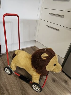 Vintage Retro Lion on wheels toy push along baby walker +Talking Pull String  - Image 1 of 4