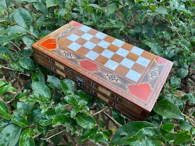 Travel Backgammon - Pearl Backgammon - Handmade Mini Chessboard - 3 Games Gift - Image 1 of 4