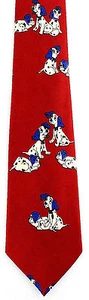 Cartoon Dalmatian Puppies Men's Neck Tie Dog Puppy Dogs Animal Red Neck Tie - Picture 1 of 3