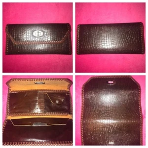 VINTAGE HANDGEFERTIGTE LEDER BRAUN/HELLBRAUN UNISEX GELDBÖRSE CLUTCH TASCHE HANDTASCHE GELDBEUTEL - Bild 1 von 12