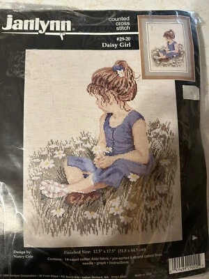 Janlynn "Daisy Girl" Kit de punto de cruz contado, 12,5” x 17,5”. Abierto pero sin usar Foto 1 de 3