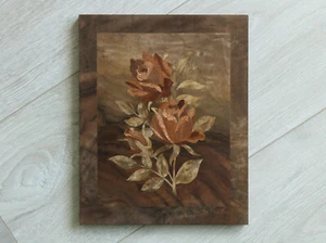 Wooden picture Inlay Roses, wood mosaic, marquetry, flowers wall decor, wood art - Picture 1 of 13